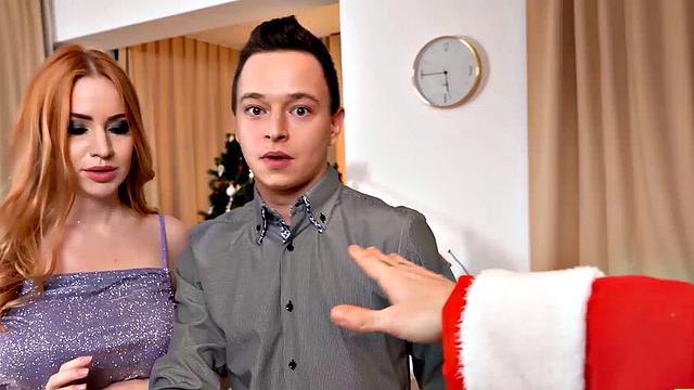 HUNT4K. Chick with big boobs fucked by hunter dressed like Santa