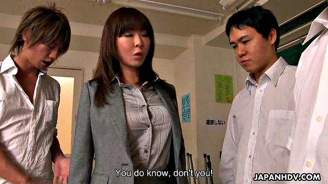 Japanese MILF lady wants to teach her boys