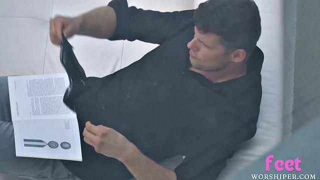 Anal-loving busty cutie gives footjob