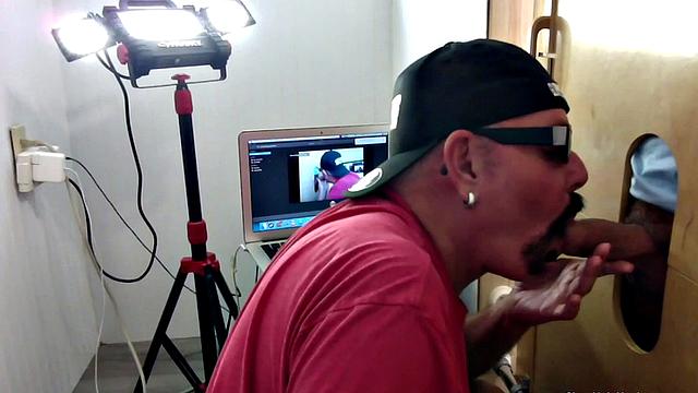 Hung Stud Takes Gloryhole Deep Throat