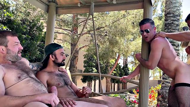 Crossdresser gangbanged outdoors by domimant gays