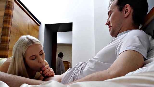 SISPORN. Blonde has sex with stepbro after giving him a blowjob