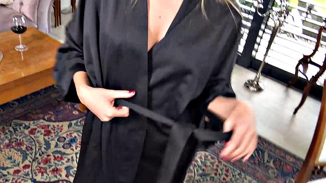 Desperate housewife in lingerie fucks to keep her fancy car in working order