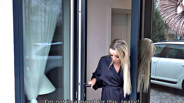 Desperate housewife in lingerie fucks to keep her fancy car in working order