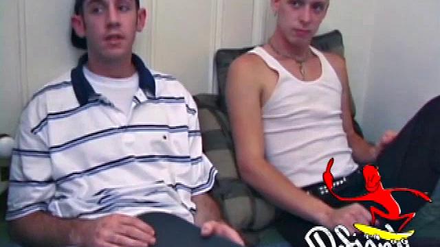 Tag and Roar watch a little porn while rubbing around on their jeans. Then pants drop and Roar. He wastes no time getting his lips around Tag's long dick. Roar strokes his cock, while sucking Tag off.