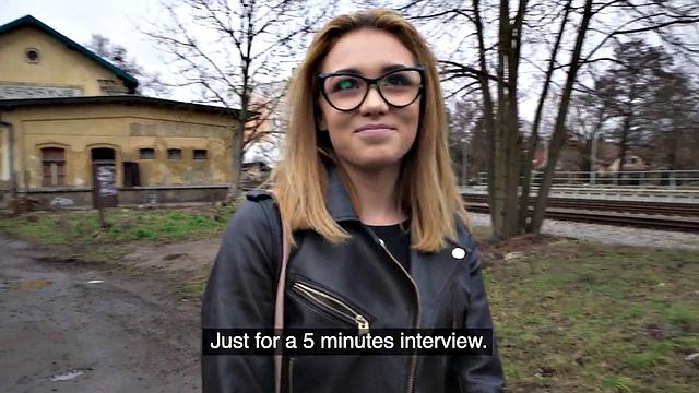 Nerdy amateur pussyravaged on her petite tight pussy