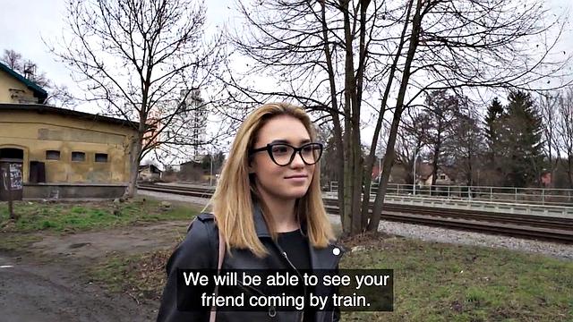 Nerdy amateur pussyravaged on her petite tight pussy