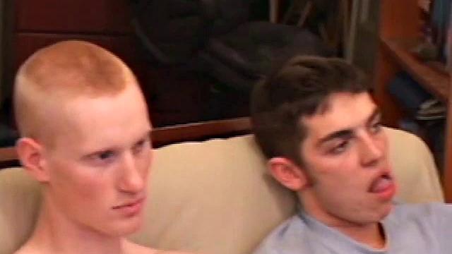 Richard, Skylerr and Kaos watch some porn, grab their crotches, before stripping naked. After passing the lube around, the horny young guys stroke their boners, and then Kaos goes down on Skylerr's cock for a while.