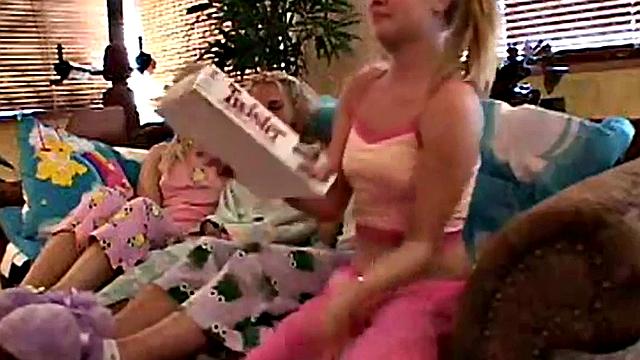 Teen pyjama party get naked together