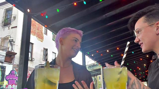 Homemakers share their love for each other in a hot lesbian bar-style session