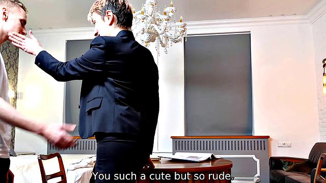 TUTOR4K. Without glasses tutor easily gets seduced by disciple