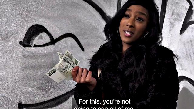 A tattooed ebony teen get paid for POV sex after casting couch audition