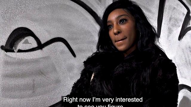 A tattooed ebony teen get paid for POV sex after casting couch audition