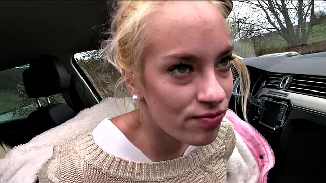 Blonde Gets Fucked in a Car