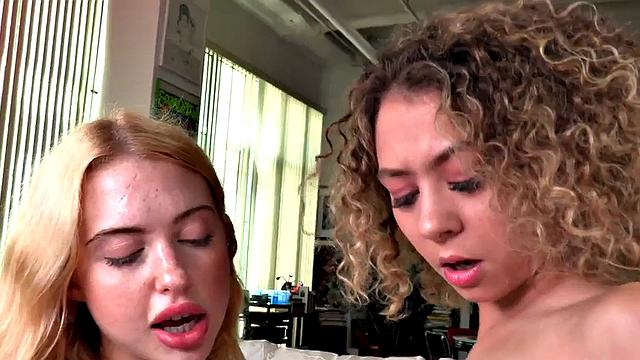 21yo petite learns how to treat dick in 3way with voyeur