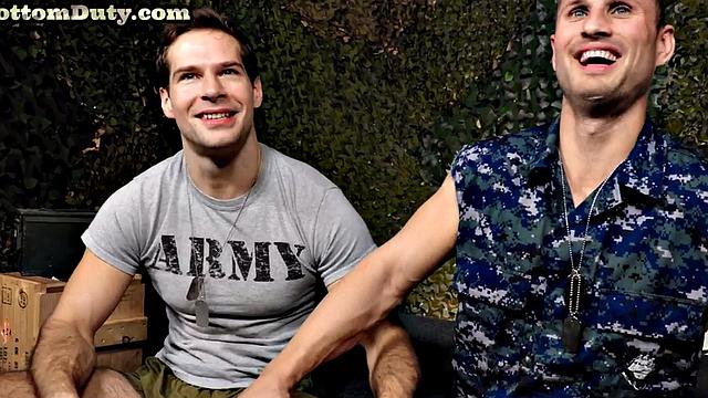 Gay soldier gets fucked bareback on duty after casting