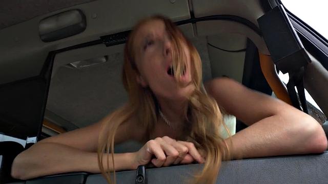 Public car lady fucked by nice dick in wet pussy