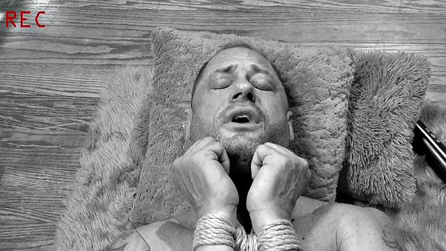 BDSM divine torments sub tied up cock with rope