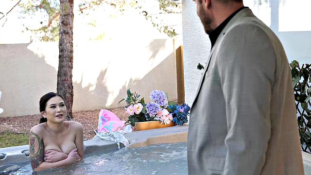 Jasmine Wilde skinny dips in neighbor's hot tub and gets caught masturbating!