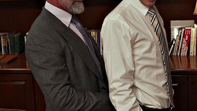Hairy stepdaddy rims and fucks stepsons in office