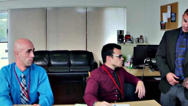 Horny boss ruthlessly pounds hairy ass of his employee in the office