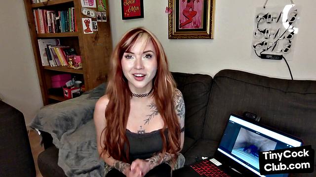 Teasing tattooed femina talks dirty about dicks