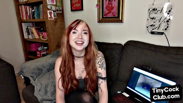 Teasing tattooed femina talks dirty about dicks