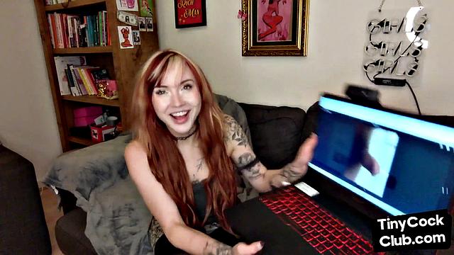 Teasing tattooed femina talks dirty about dicks