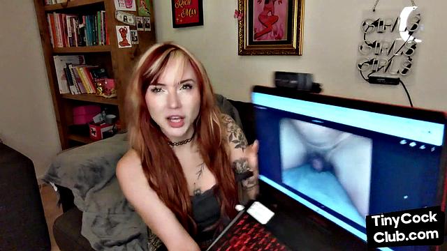 Teasing tattooed femina talks dirty about dicks
