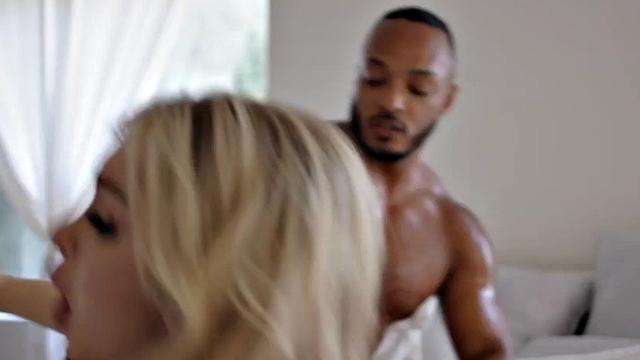 Curvy ts barebacked in interracial after sucking cock