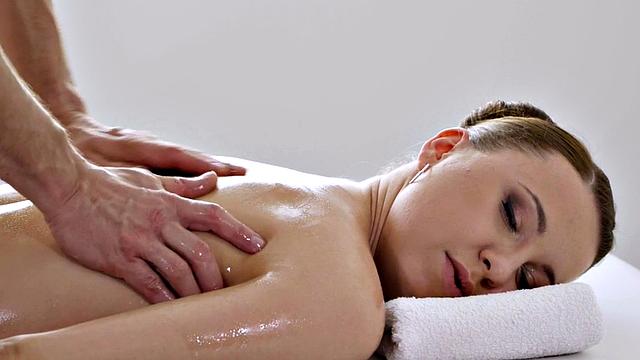 WAM babe pleased by masseur in romantic oiled sex