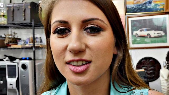 Curvy pawnshop babe gets tight pussy POV fucked