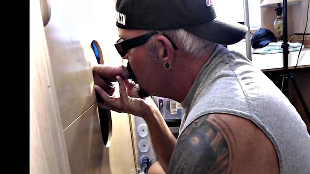 Gray DILF sucks and gloryhole until spermed