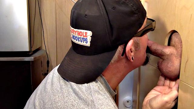 Gray DILF sucks and gloryhole until spermed