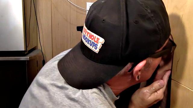 Gray DILF sucks and gloryhole until spermed