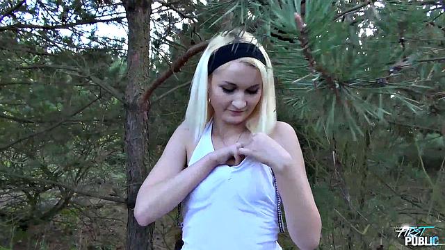 Petite Blonde Teen Hardcore sex in forest with Stepdad