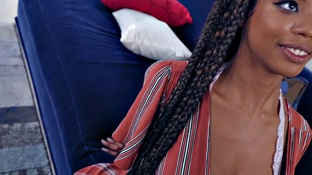 Black girlfriend cockriding and sucking in threeway