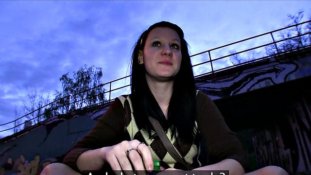 Hot Brunette Bounces Herself on Stranger's Cock in Public POV