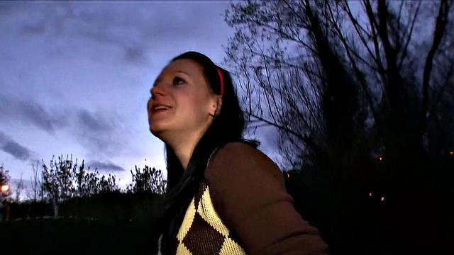 Hot Brunette Bounces Herself on Stranger's Cock in Public POV