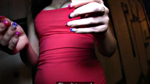 Hot Brunette Bounces Herself on Stranger's Cock in Public POV