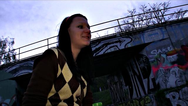 Hot Brunette Bounces Herself on Stranger's Cock in Public POV