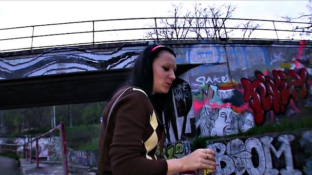 Hot Brunette Bounces Herself on Stranger's Cock in Public POV