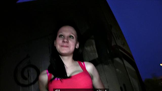 Hot Brunette Bounces Herself on Stranger's Cock in Public POV