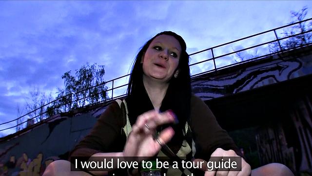 Hot Brunette Bounces Herself on Stranger's Cock in Public POV