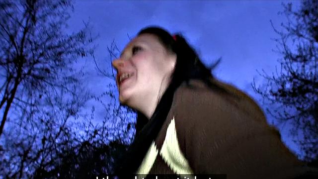 Hot Brunette Bounces Herself on Stranger's Cock in Public POV