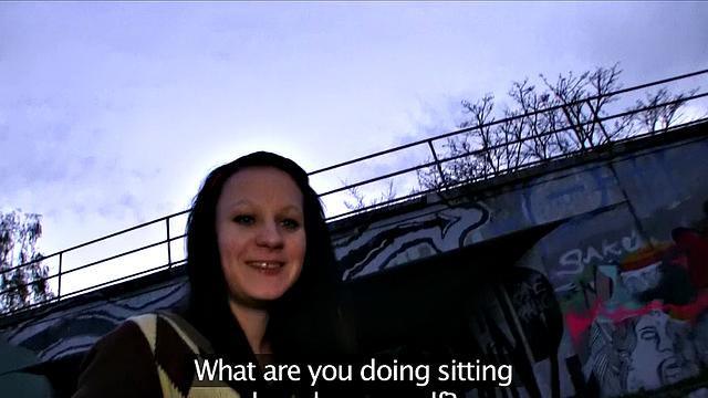 Hot Brunette Bounces Herself on Stranger's Cock in Public POV