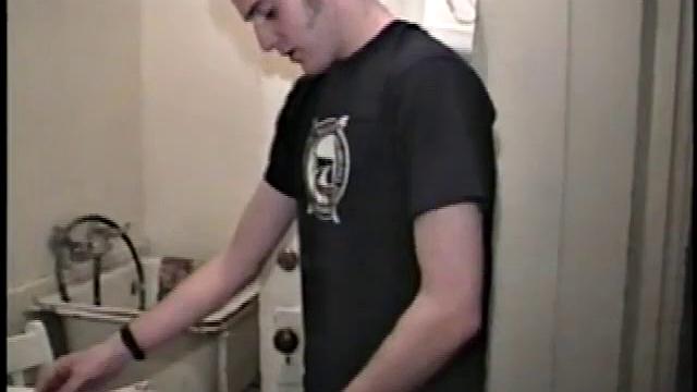 This scene effectively creates the illusion of what it would be like to sneak up on some dude beating off. Donatello spreads his porn magazine on the washer and gets down to business.