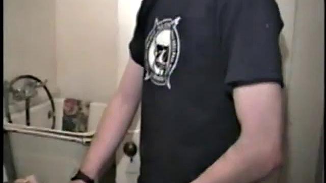 This scene effectively creates the illusion of what it would be like to sneak up on some dude beating off. Donatello spreads his porn magazine on the washer and gets down to business.