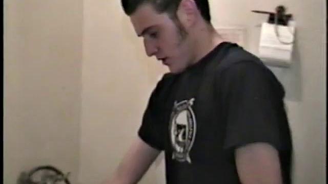 This scene effectively creates the illusion of what it would be like to sneak up on some dude beating off. Donatello spreads his porn magazine on the washer and gets down to business.