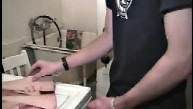 This scene effectively creates the illusion of what it would be like to sneak up on some dude beating off. Donatello spreads his porn magazine on the washer and gets down to business.